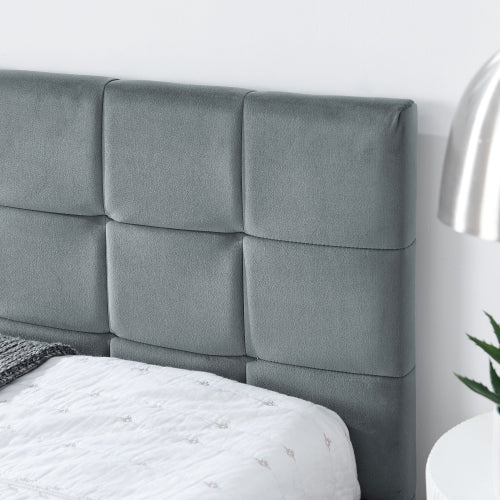 Full Size Upholstered Tufted Bed Frame, Sofa Bed Frame with Comfortable Backrest and Armrests, Full Size Bed for Bedroom, Living Room,Velvet, Grey(80.5inch *59inch *30.5inch )