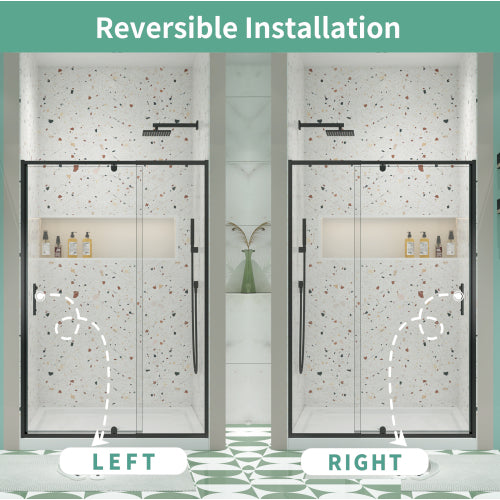 38-42" W x 71" H Piovt Swing Glass Shower Door,Pivot Frame Sliding Shower Door with 1/4"(6mm) Clear SGCC Tempered Glass,Matte Black Finish Shower Doors,Reversible Installation