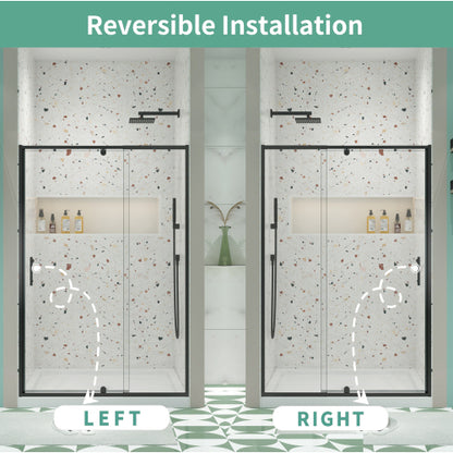 38-42" W x 71" H Piovt Swing Glass Shower Door,Pivot Frame Sliding Shower Door with 1/4"(6mm) Clear SGCC Tempered Glass,Matte Black Finish Shower Doors,Reversible Installation