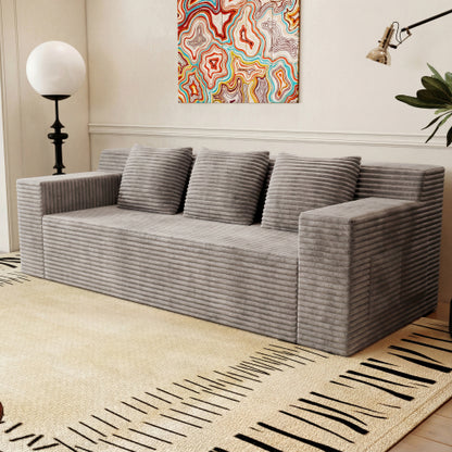 71 inch  Corduroy L-Shaped Modular 3-Seater Sofa, No Assembly Required
