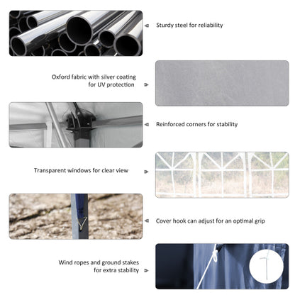 10' x 20' Pop Up Canopy Tent with 4 Sidewalls, Heavy Duty Tents for Parties, Outdoor Instant Gazebo with Carry Bag, for Outdoor, Garden, Patio, Blue