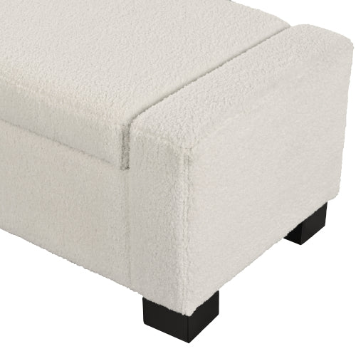 50inch  Ottoman Bench in Textured Fabric, Rectangular Design with Hinged Lid for Seating, Footrest, and Hidden Storage, Perfect for Living Room, Bedroom, or Entryway