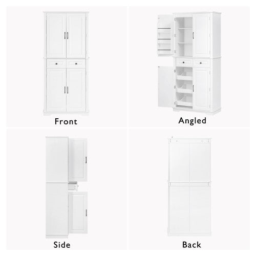 71inch  Farmhouse Pantry Cabinet with Pull-Out Organizers White