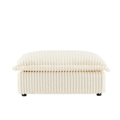 Cream Corduroy Modular Ottoman, Removable Cover High Resilience Footrest Seat for Living Room Bedroom