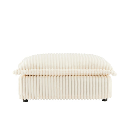 Cream Corduroy Modular Ottoman, Removable Cover High Resilience Footrest Seat for Living Room Bedroom