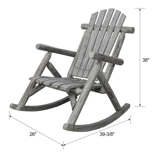 Wooden Porch Rocker Chair,Durable Wooden Porch Rocker Chair,Fir log Rocking Chair,Patio Rockers for Outside,Garde.Light Gray Color