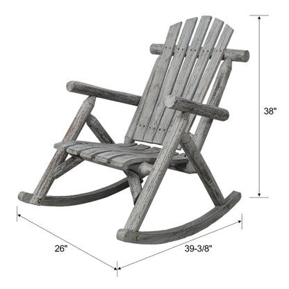 Wooden Porch Rocker Chair,Durable Wooden Porch Rocker Chair,Fir log Rocking Chair,Patio Rockers for Outside,Garde.Light Gray Color