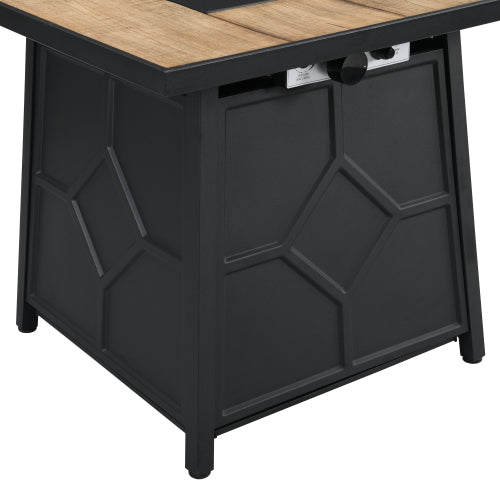 Fire Pit Table, 28-inch Square 40,000 BTU Auto-Ignition Propane Gas Firepit with Waterproof Cover