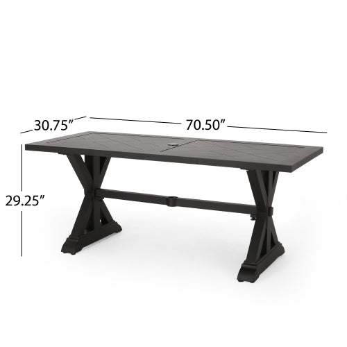 Outdoor Dining Table, Antique Matte Black