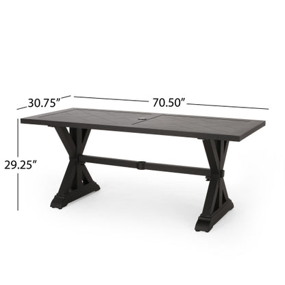 Outdoor Dining Table, Antique Matte Black