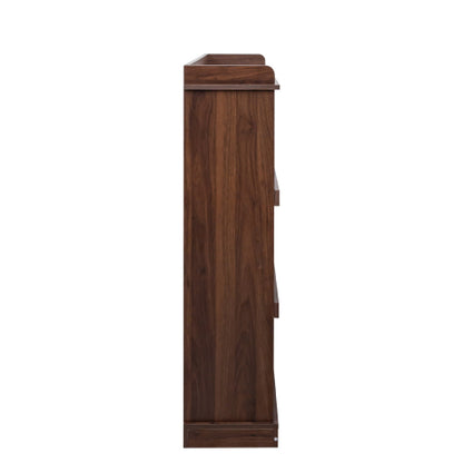 Walnut 10-Shelf Bookcase Cubby Storage Organizer Display Cabinet