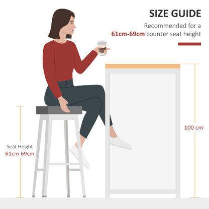 Modern Bar Table Counter Height Dining Table with 3 Storage Shelves for Kitchen, Dining Room, Living Room, White