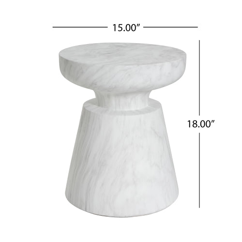 Outdoor Ponti Travertine Side Table,White