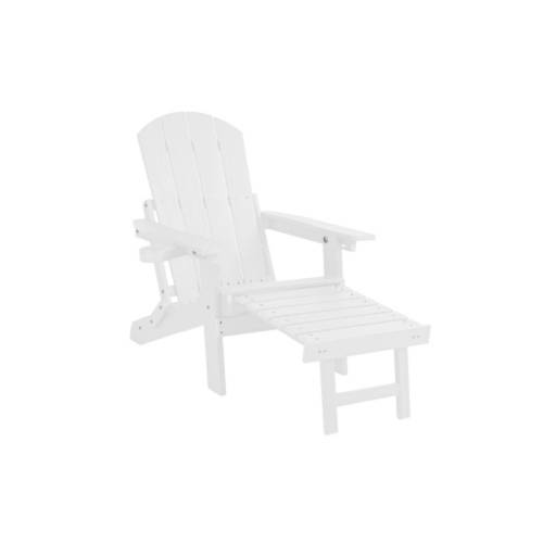 Lounge chair white color, suitable for all seasons: Outdoor lounge chair, made of sturdy HIPS material, equipped with 304 stainless steel accessories.