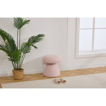 Pink Teddy Mushroom Swivel Ottoman, Wooden Frame 250 LBS Foot Stool Fully Assembled
