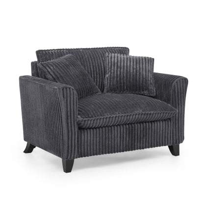 Grey Retro Corduroy Ergonomic Lazy Single Sofa Chair with Dual Armrests