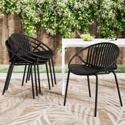 Patio Dining Chairs Stackable Chairs with Breathable Design Modern Simple Art Style