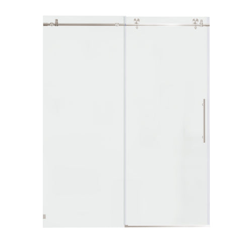 56-60"W x 76"H Frameless Shower Door, Sliding Shower Door, with Premium 5/16"(8mm) Thick Tempered Glass Shower Enclosure ,Chrome Brushed Nickel With Buffer