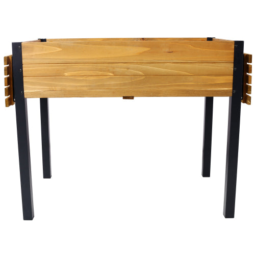 Raised Garden Bed, Metal Leg Wood Planter Boxes with Folding Storage Shelf