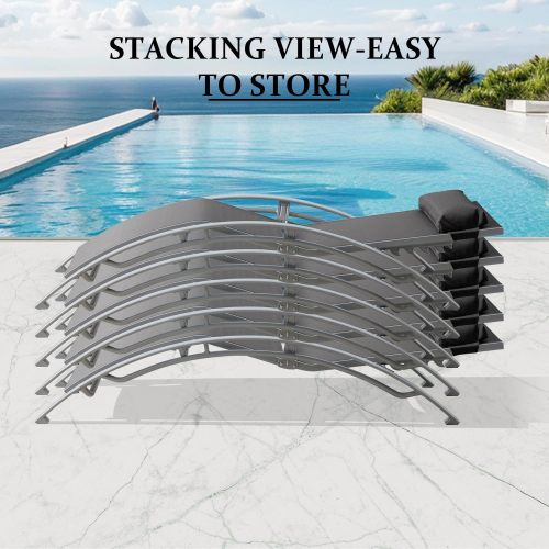 Pool Lounge Chairs Set of 3-Dark Grey (2 Lounge Chairs+1 Table)