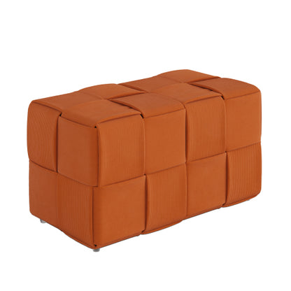Brown Square Corduroy Ottoman Footrest, 300 LBS Engineered Wood Frame No-Assembly Multiuse Sofa Stool