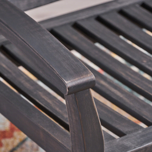 Patio Rocking Loveseat, 2 Person Outdoor rocker Bench, Acacia Wood Patio rocking Loveseat with Armrests, Slatted Seat & Backrest, Porch Rocking Bench for Backyard, Garden