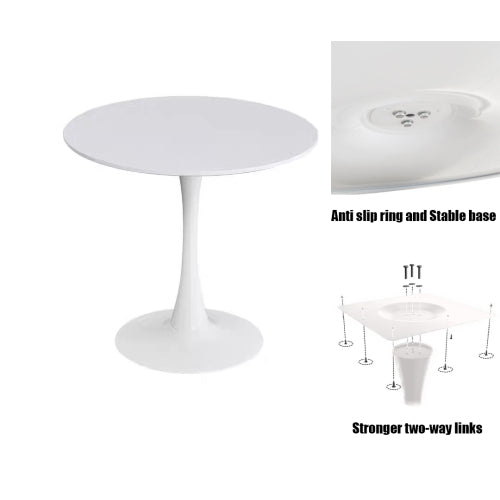 31.5inch White Round Modern Dining Table for Kitchen Apartment Living Room