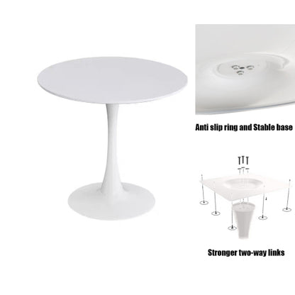 31.5inch White Round Modern Dining Table for Kitchen Apartment Living Room