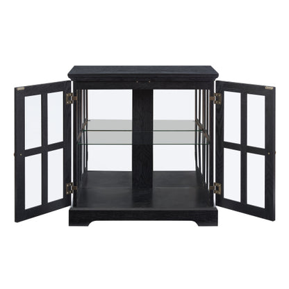 Black Retro 7-Color Bluetooth LED Lattice Glass Adjustable Display Cabinet
