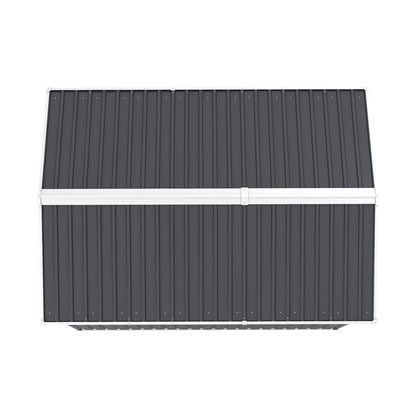 6x8FT Outdoor Steel Storage Shed with Clear Window, Lockable Doors, Compact Metal Tool Shed for Garden, Backyard, Patio, Utility, and Bike Storage,dark gray