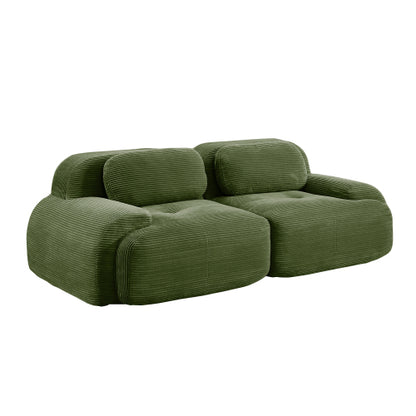 82'' loveseat sofa in luxuryCorduroy Fabric modular for free combo separation curved armrests ,anti-slip design high-resilience sponge fits living rooms bedrooms Audiovisual Room,Olive green