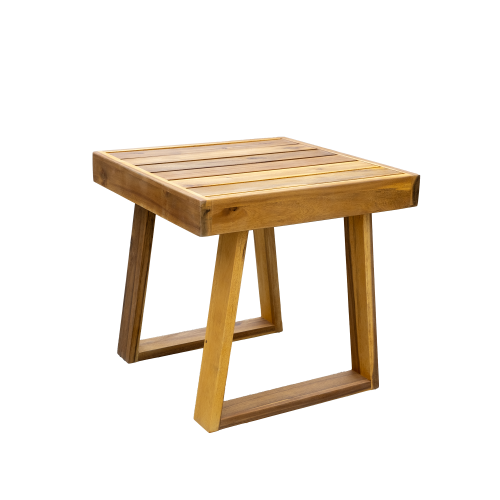 U_STYLE Acacia Wood Outdoor Lounge Set - Chair and Ottoman with Removable Cushions