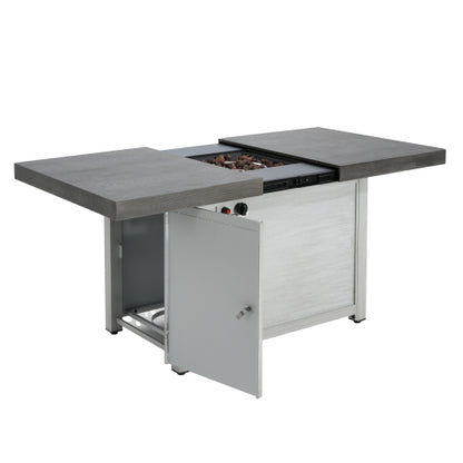 Extendable Rectangle Aluminum Alloy Fire Pit Table, 50,000BTU