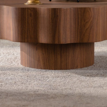 31.5 Inch Scalloped Edge Coffee Table, Walnut