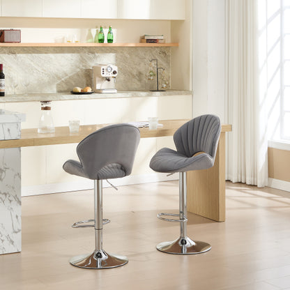 Bar Stools Set of 2 - Adjustable Barstools with Back and Footrest, Counter Height Bar Chairs for Kitchen, Pub -Grey