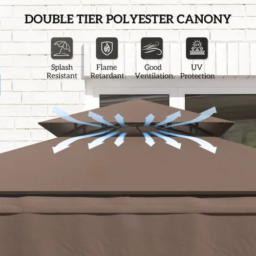 Outdoor Grill Gazebo 8' x 5' Gazebo Shelter with Side Awning