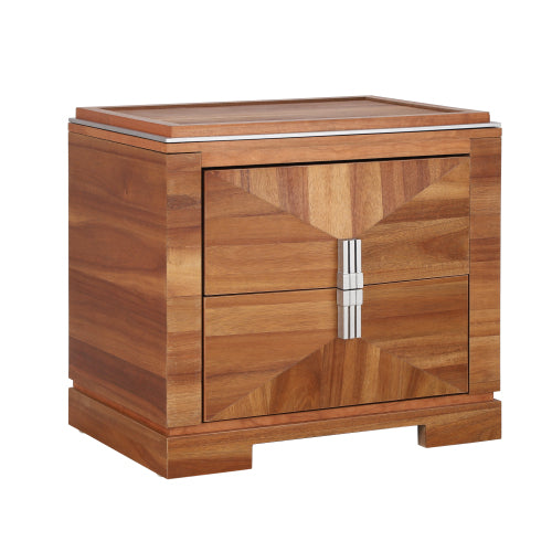 Mid-Century Modern Nightstand, 2 Drawers Wide Sofa Side Table,Wood Diamond Shaped End Table with Storage,Closet with Heavy Duty Base,Small Bedside Table for Bedroom,Living Room,Entrance, Light Brown