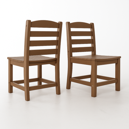 Brown Armless Outdoor Chairs – HDPE Material set of 2