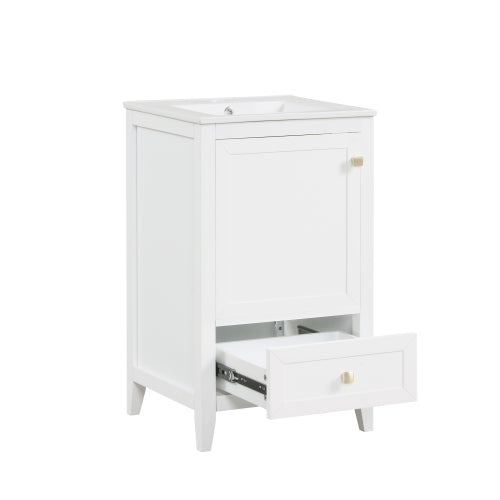 20" Bathroom Vanity with Sink, Bathroom Cabinet with Soft Closing Door, Storage Rack and A Drawer, White(Old SKU:N725P185452K)