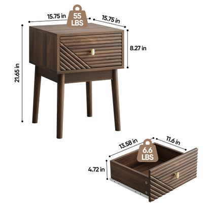 Walnut Medieval-Modern 2-Piece Nightstand Set