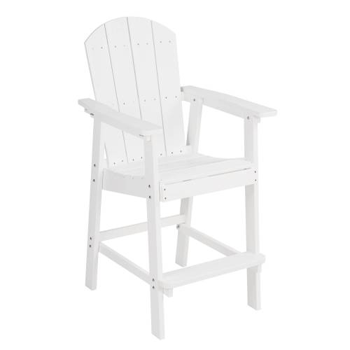 Lounge chair White color, suitable for all seasons: Outdoor lounge chair, made of sturdy HIPS material, equipped with 304 stainless steel accessories.