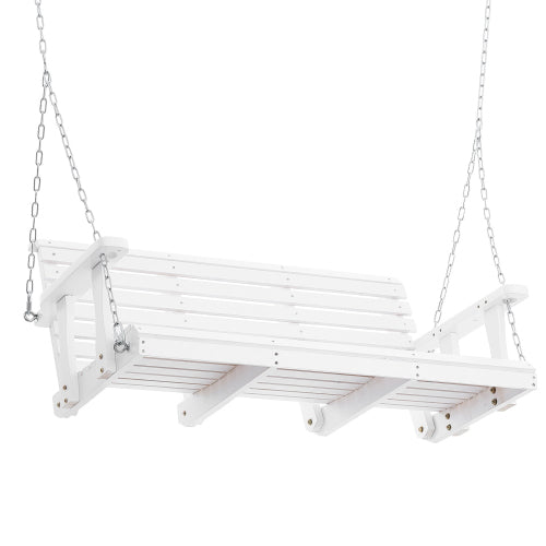 Wooden Porch Swing 4.5 ft, Patio bench swing for Courtyard & Garden, Upgraded 880 lbs Strong Load Capacity, Heavy Duty Swing Chair Bench with Hanging Chains for Outdoors, White