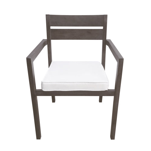 7 Pieces Acacia Wood Outdoor Dining Set with Cushions,Modern 6 Chairs and 1 Large Table, Dining Furniture Set for Lawn, Backyard, Garden Deck,Poolside