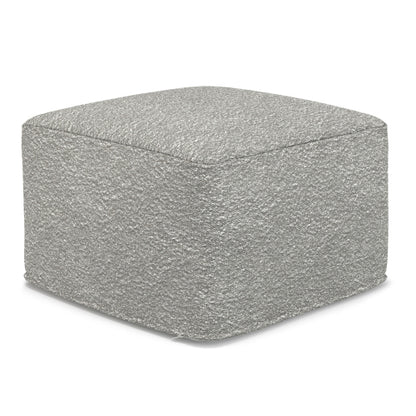 24 Inch Square Boucle Ottoman Pouf Footrest Accent Seat for Living Room Bedroom