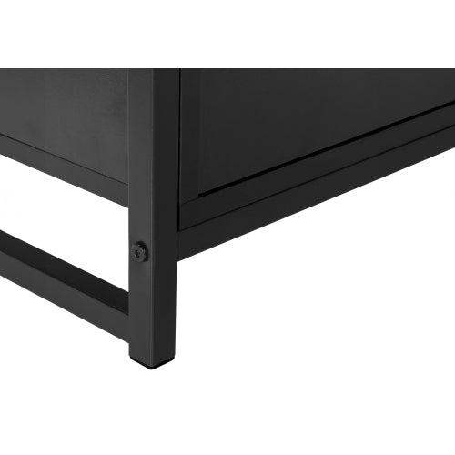 48 Inch Compact Black Metal Frame TV Stand with Dual Open Layers & 2 Storage Drawers