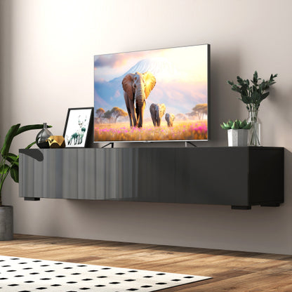 Wall Mount Floating Melamine TV Console Drop Down Hidden Cabinet Media Storage Shelf
