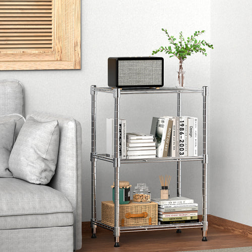 450 lbs Wire Storage Shelving 3-Tier Utility Shelving Unit Steel Organizer Wire Rack for Home,Kitchen,Office,Chrome(11.8" D x 17.7" W x 26.4" H)