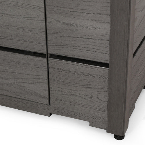 Outdoor 31" WPC Base Square Propane Fire Pit - 40,000 BTU, Grey