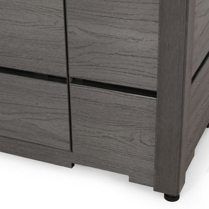 Outdoor 31" WPC Base Square Propane Fire Pit - 40,000 BTU, Grey