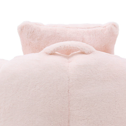 Oversized Shell-Shaped Faux-Fur Giant Bean Bag Chair with Matching Footstool